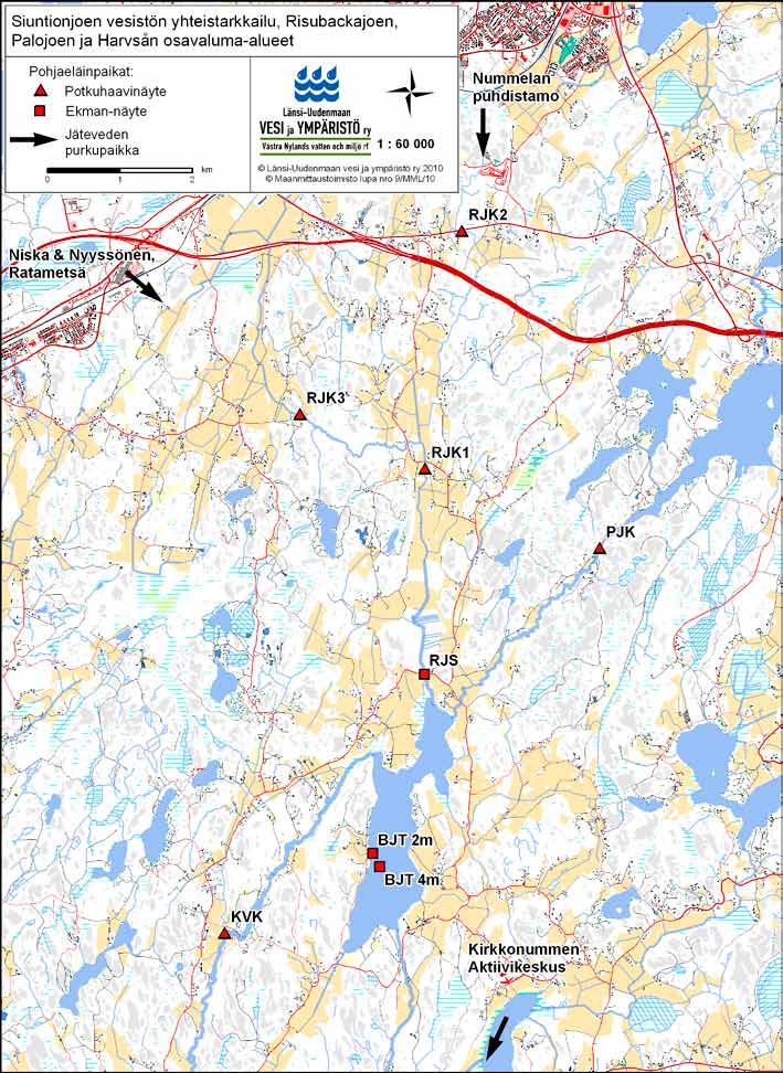 Liite 2 Siuntionjoen vesistön ylä- ja keskiosa sekä Risubackajoen