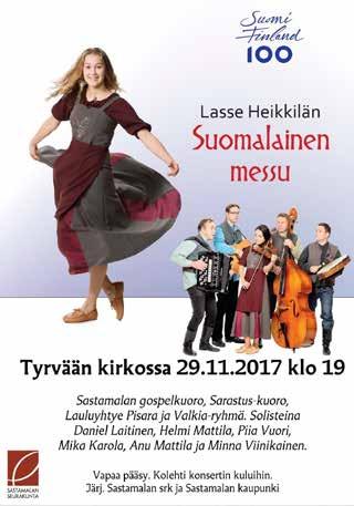 Kolmen vartin perhemessu, Sammaljoen kirkko klo 13, Heikkilä, Inkeroinen, Elina Heikkilä, päivä- ja perhekerho, kirkkokahvit Salokunnan kirkko klo 13, Jokinen-Lundén, Bäckman, Karkun kirkkokuoro