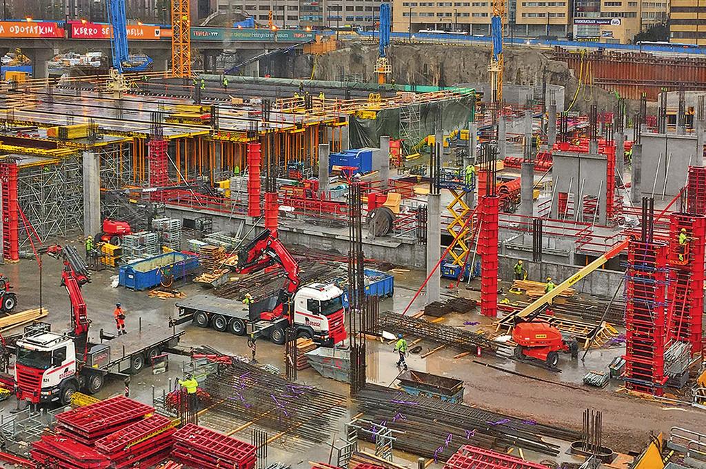 Jättimäinen rakennuskompleksi nousee PERI-järjestelmin Triplan pysäköintilaitos, Pasila, Helsinki Keski Pasilaan nouseva jättimäinen Tripla-rakennuskompleksi on