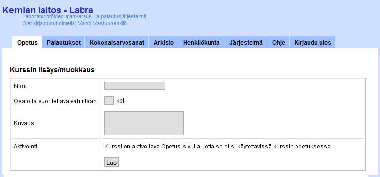 Mikäli kurssi on aktiivinen ja sillä on aktiivisia harjoitusryhmiä, näkyy se opiskelijoiden ilmoittautumissivulla.