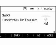 Radio 119 Asemaluettelot FM- tai DAB-aaltoalue Käännä MENU -säädintä näyttääksesi listan kaikista vastaanotettavista asemista. Selaa listaa ja valitse haluamasi asema.
