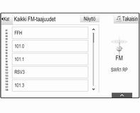 Kaikki taajuudet Kaikki AM-taajuudet-, Kaikki FMtaajuudet- ja Kaikki DAB-taajuudetluettelo sallivat manuaalisen asemien virityksen kyseisellä aaltoalueella.