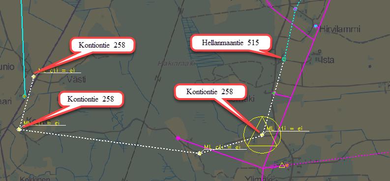 Kuitenkin maastossa verkkoa ei ole vielä otettu käyttöön, joten käytönsuunnittelija korjaa DMS:n kytkentätilanteen vastaamaan maaston kytkentätilannetta tilapäiskomponenteilla, joita kutsutaan
