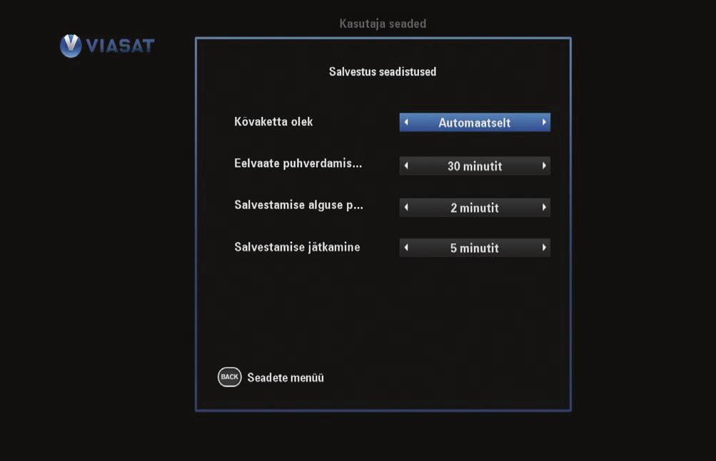 SMT-S7140 VASTUVÕTJA JUHTIMINE 5.2.3 Kõvaketta seadistused Kõvaketta seadistuste ekraanil saate muuta järgmist: Kõvaketta olek: kuidas vastuvõtja haldab salvestusi, kui kettaruumi on liiga vähe.