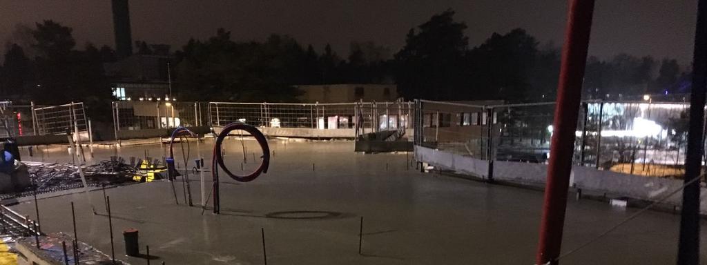 26 useampi tunti ennen valun aloittamista, jotta muottipinnan lämpötila ehtisi nousta tarpeeksi korkealle. Lämmittämisen lisäksi betoni tilattiin rapid-sementillä, jolloin se alkaa kehittyä nopeammin.