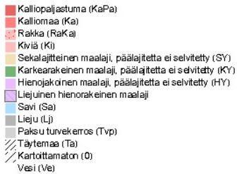 Suunnittelualueen maaperä on siinä osoitettu kokonaisuudessaan karkearakenteiseksi maalajiksi. Suunnittelualue on maaperältään hyvin rakentamiseen soveltuvaa. 7 Vesistöt ja vesitalous Kuva 3.