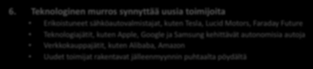 autot, connectivity-palvelut, 3D-tulostus 5.