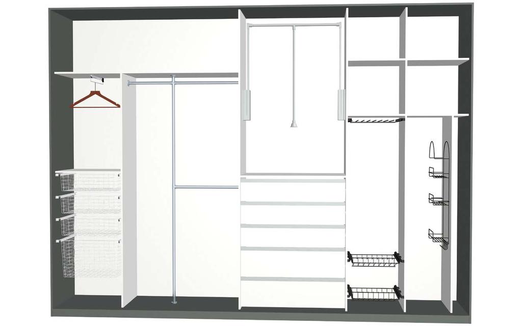 Lisävarusteet kaapistoon 1. Rullakiskokorit Syvyydet 50 ja 40 cm, leveydet 40, 50, 60 ja 80 cm. Huomioi käyttökorkeus! 2.