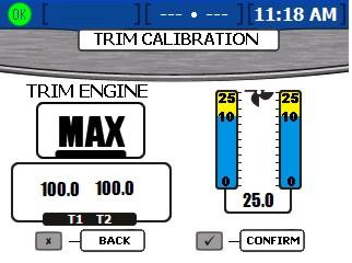 Os 2 - Asennus j klibrointi 6. Kun "TRIM ENGINE" (trimm moottori) -ruutu nt kehotuksen trimmt "MAX" (mks.), trimm kikki moottorit ti vetolitteet ivn ylös perävunusentoon.