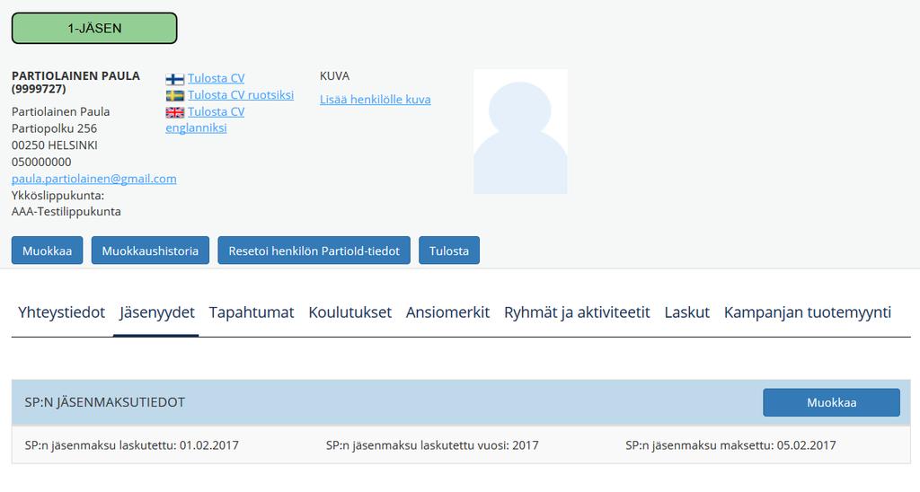 Uusi jäsen saa jäsenmaksun viikon kuluessa rekisteriin