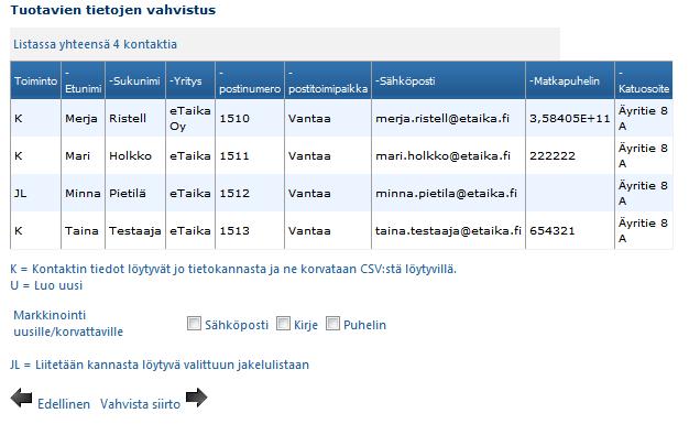 tarkistaa erikoismerkeistä tms. ennen siirron vahvistamista.