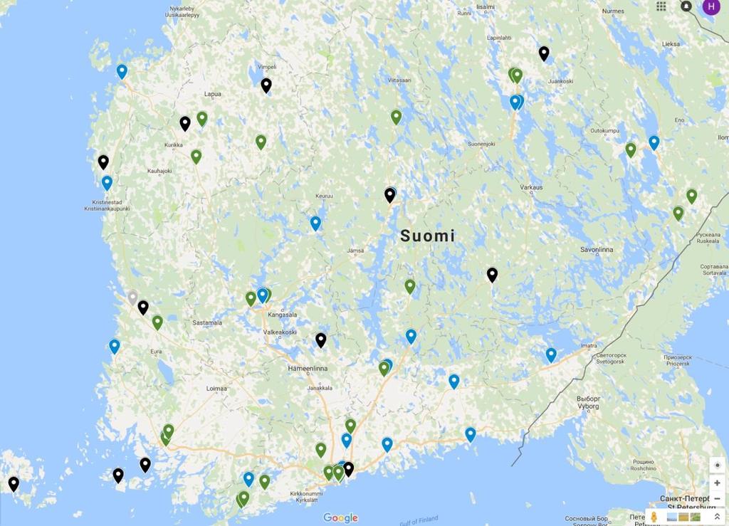 Sote-museoiden henkilökunta. Sininen: Museoalan koulutuksen saanutta henkilökuntaa. Vihreä: Muiden alojen koulutuksen saanutta henkilökuntaa, esim.