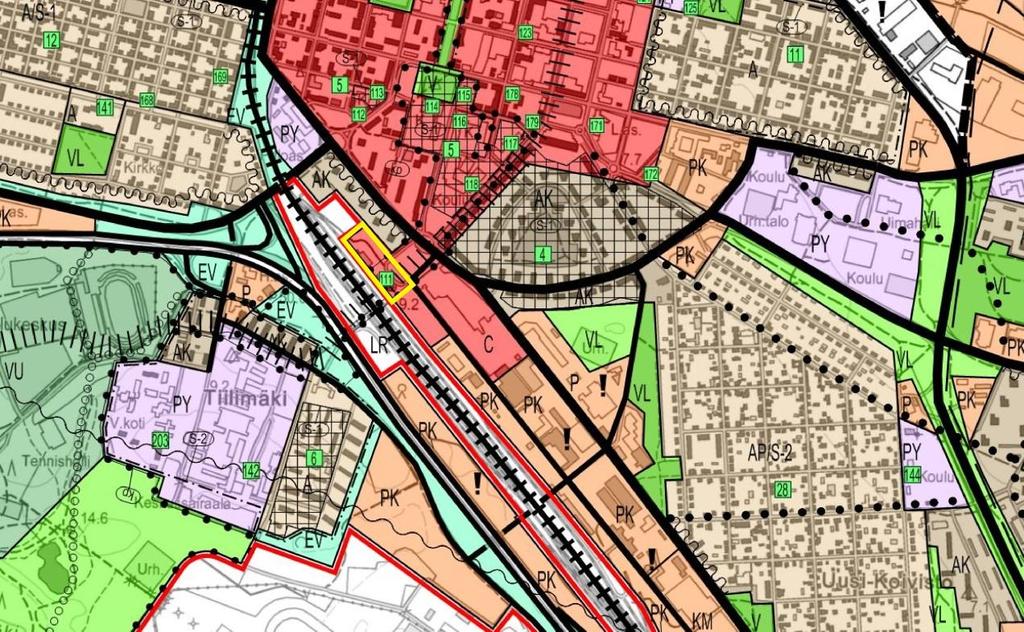 4.2. Yleiskaava Kantakaupungin yleiskaavassa 2025 (KV 10.12.2007) suunnittelualue on osoitettu keskustatoimintojen alueeksi (C). 4.3.