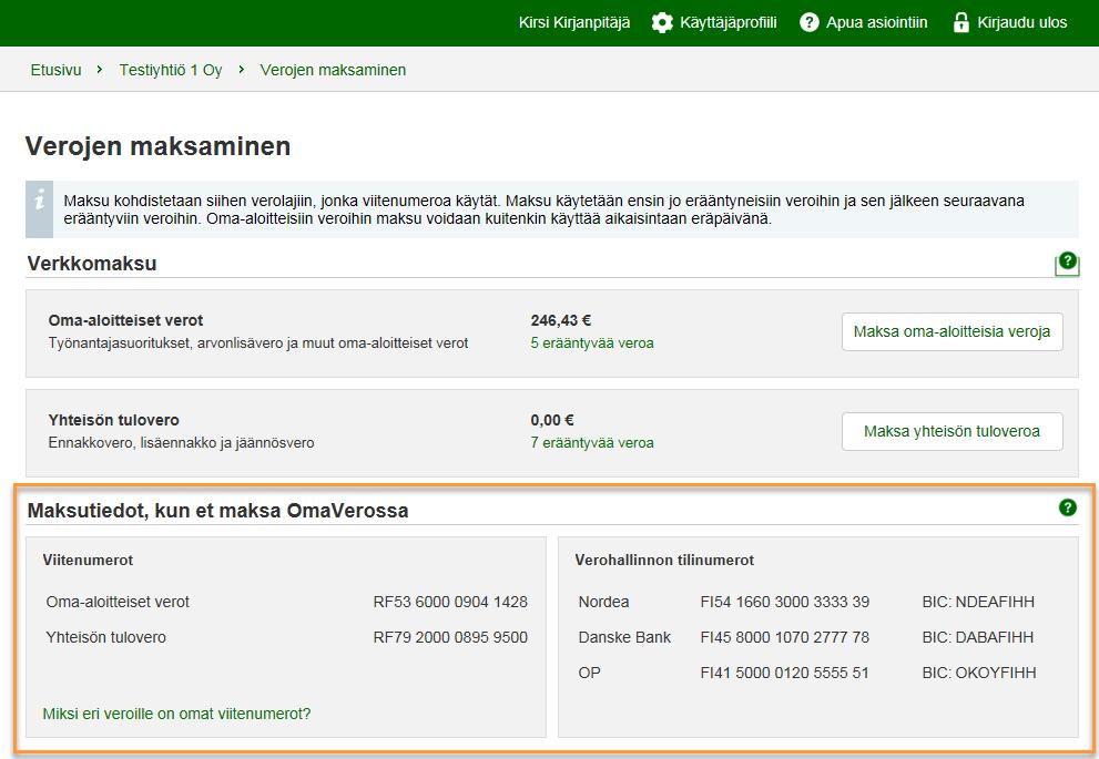 Jos haluat maksaa veroja muulla tavalla kuin OmaVerossa verkkomaksuna, näet tältä sivulta