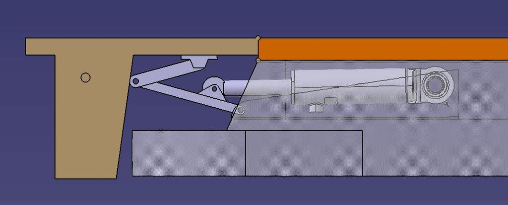 Mekanismissa sylinterin vetoliike nostaisi takalaidan yläasentoon (kuvio