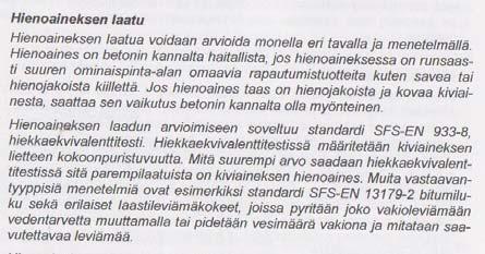 Erityisesti hienoaineksen vaihtelu
