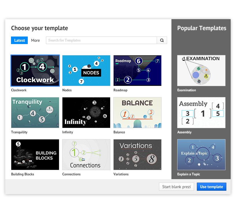 Create New Prezi Ensin valitaan