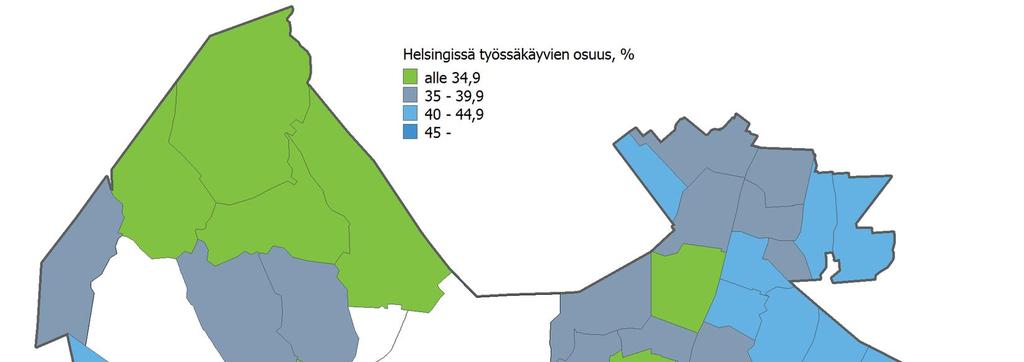 15 Kahdella kolmanneksella Myyrmäen kaupunginosassa työssäkäyvistä oli työpaikka Vantaalla. Vuoteen 2005 verrattuna Vantaalla työssä käyvien määrä ja osuus olivat kasvaneet.