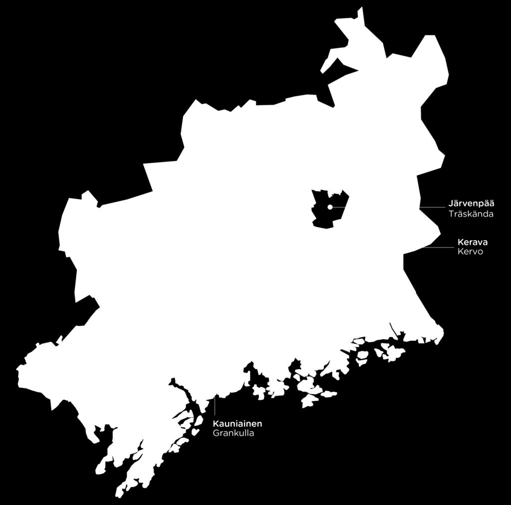 HSL:n yhteistyöalue 7 kuntaa: Helsinki, Espoo, Kauniainen, Vantaa, Kerava, Kirkkonummi, Sipoo. 1.