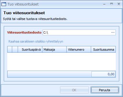 Kohdistus ikkunassa voidaan muuttaa kirjanpidon Debet tiliä sekä euromääräistä summaa, joka valitulle laskulle kohdistetaan.