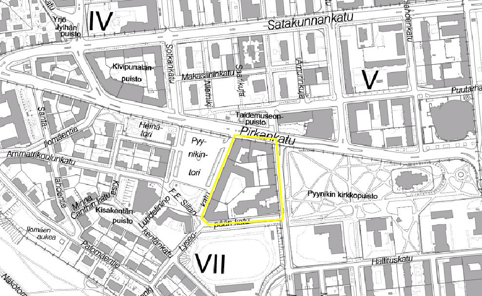 24 ALUE 2 Tammerkonnun kortteli Pyynikintorin itälaitaa reunustava kortteli on monumentaalinen, muurimainen kokonaisuus, jossa yhdistyvät eri rakennusaikakaudet ja toiminnot.