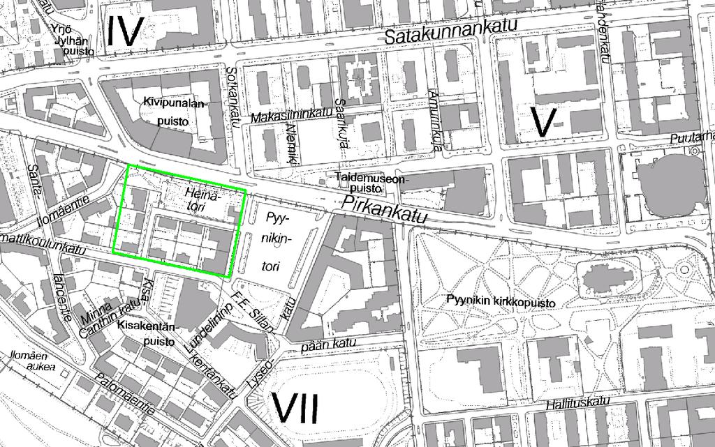 32 ALUE 4 Heinätorin kortteli Alueella yhdistyvät monet vuosisadan alun rakentamisen piirteet: mahtipontinen, klassistinen torijulkisivu ja intiimit puutarhakaupunginosan puukerrostalot.