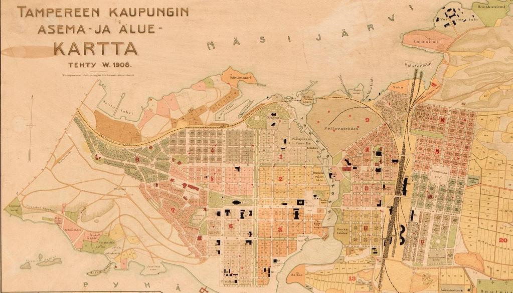 8 Ote Lars Sonckin asemakartasta vuodelta 1908.
