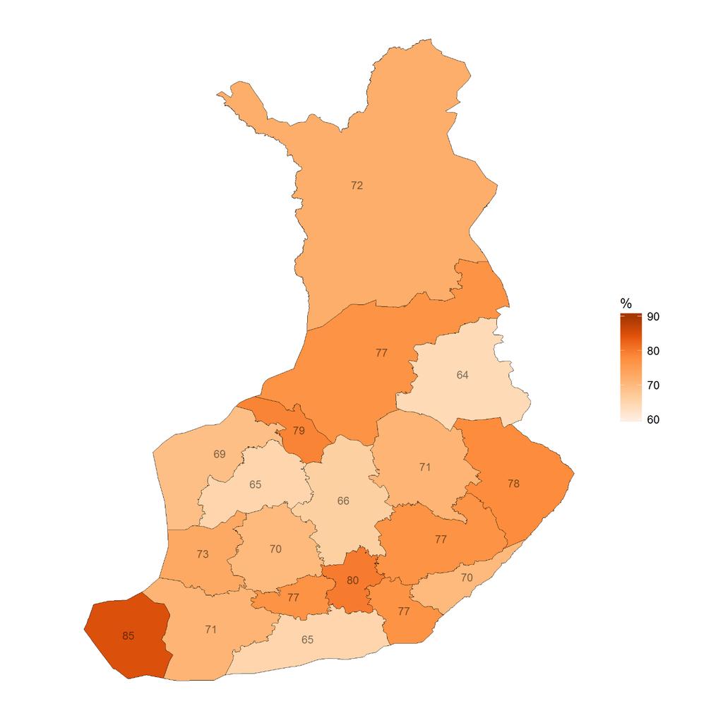 Työllistävistä yrityksistä perheyrityksiä on 64-80% maakunnasta riippuen