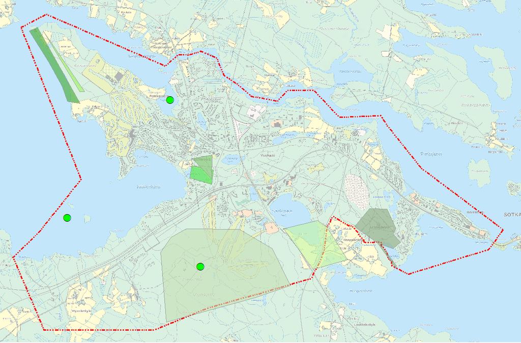 1 2 8 1 rantatörmä 2 Kaarenniemen hiekkakankaat, niemi sekä hiekkatörmät. 3 Jäätiönlampi 4 Harjut.