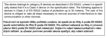 6. Säädöstietoja EN 55022 Compliance (Czech Republic Only) Polish Center for Testing and Certification Notice The equipment should draw power from a socket with an attached protection circuit (a