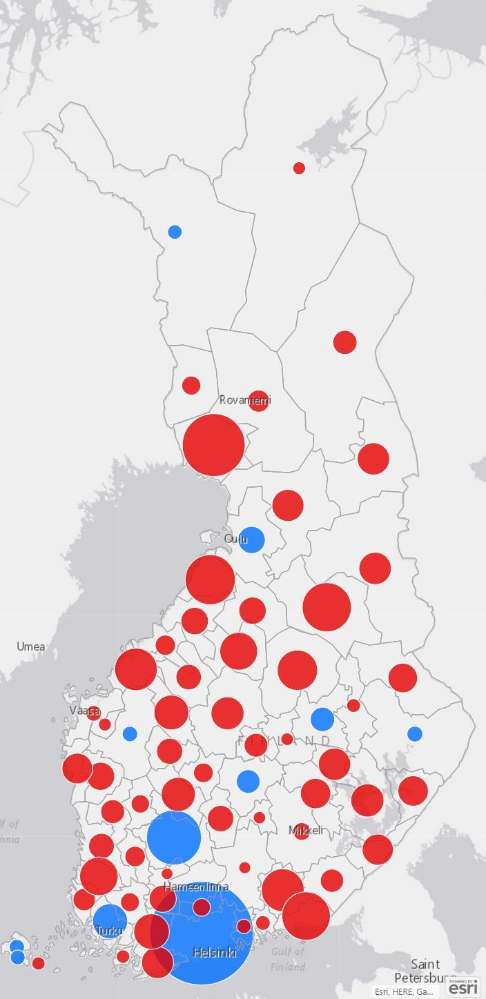 KUNTIEN VÄLINEN NETTOMUUTTO JA NETTOMAAHANMUUTTO