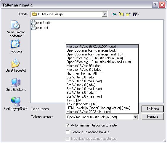 - 96 - Valitse tallennuskansio, anna asiakirjalle nimi ja hyväksy toimenpide painikkeesta Tallenna normaaliin Windows-tapaan.