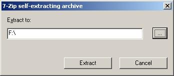 Käynnistä asennusohjelma kaksoisnapsauttamalla ja odota, kun se käynnistyy. Avautuu näyttö 7-Zip self-extracting archive. Seuraavaksi valitaan kansio, jonne OpenOffice.org Portable asennetaan.