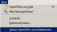 OpenOffice sisältää useita ohjetoimintoja, jotka etenkin ohjelman käyttämisen alussa ovat hyödyllisiä.