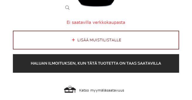 toimittaja ei ole halunnut laittaa myyntiin verkkokauppaan. Huom.