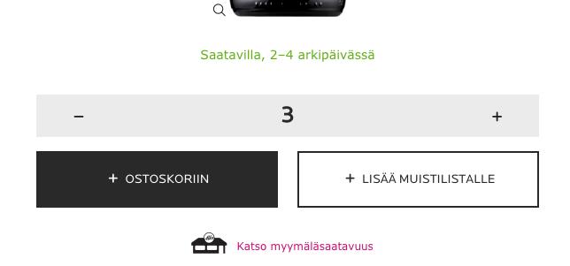 aktiivisesti kun siirrät tuotteen ostoskoriin, se varataan sinulle hetkellisesti.