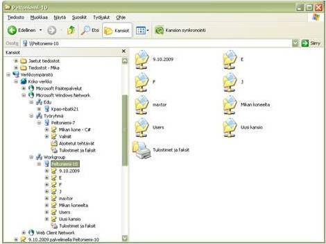 Kuva 6.3: Windows XP, jaetun kansion käyttäminen Kuva 6.4: Windows Vista, jaetun kansion käyttäminen 2.