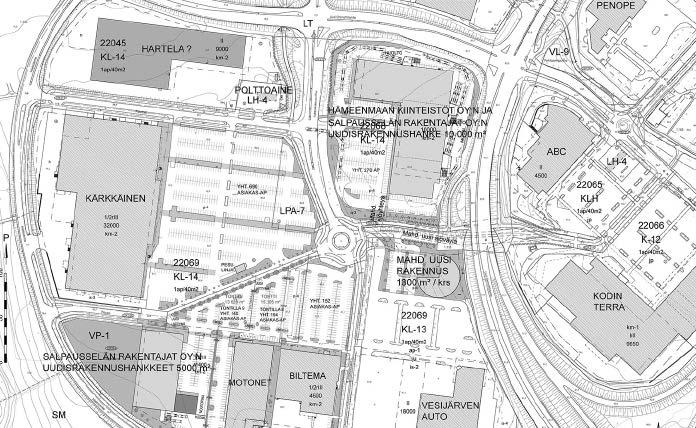 Asemapiirros 1:000 Renkomäen kauppa-alue, 14 500 mm Lahti