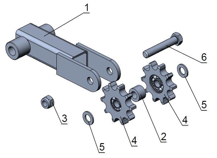 5 Ketjunkiristin 1 282362 1 KIRISTIMEN VARSI 2 482361 1 HOLKKI Ø30 / 17 20 3 10490 1 KUUSIOMUTTERI M16 Nyloc DIN 985/8