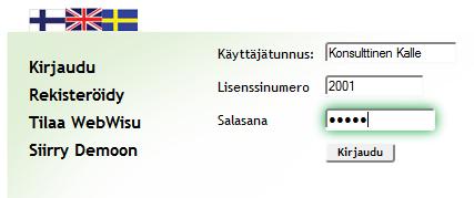 2.1.3 SALASANA Kullekin pc-wisun käyttäjälle on asetettu WebWisun kirjautumisessa käytettävä salasana.