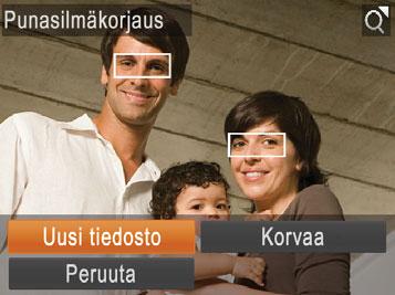 Valitse jokin neljästä korjaustasosta ja tallenna kuva sitten uuteen tiedostoon. Valitse [i-contrast]. Paina <n>-painiketta ja valitse sitten []-välilehdestä [i-contrast] (= ). Valitse kuva.