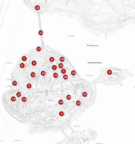 ARVIOITAVIEN RAKENNUSTEN SIJAINTI RAKENNUSLUETTELO Seuraavilla sivuilla on jokainen kohde kuvattu