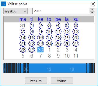 AIKAJANA Tarkkaan ajankohtaan siirtyminen tallenteessa Kuva 1.5: Kalenteri-ikkuna.