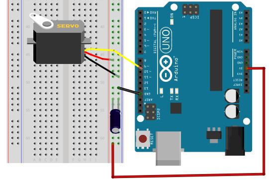 Servon ohjaaminen Arduinolla Sähköinen servo on sähkömoottorilla toteutettu ohjainlaite, jonka akselia voidaan säätää tarkasti tiettyyn kulmaan. Servon akselia voi kääntää esimerkiksi 0 180 astetta.
