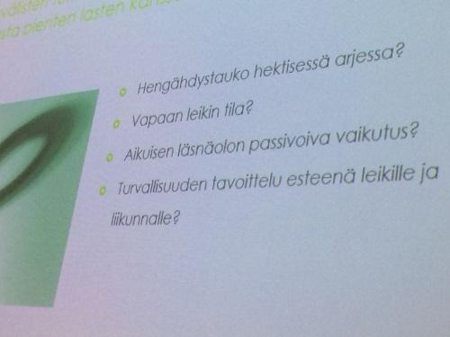 Ahola nosti esiin ulkoympäristön oppimisympäristönä. Ulkoympäristö on sukupuolineutraali ja sinne mahtuu paljon ääntä ja liikettä. Se tarjoaa monipuolisen leikkiympäristön.