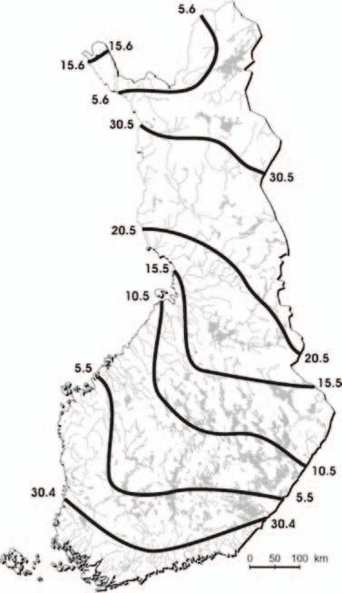 Kuva 5. Keskimääräinen jäiden katoaminen näköpiiristä 19