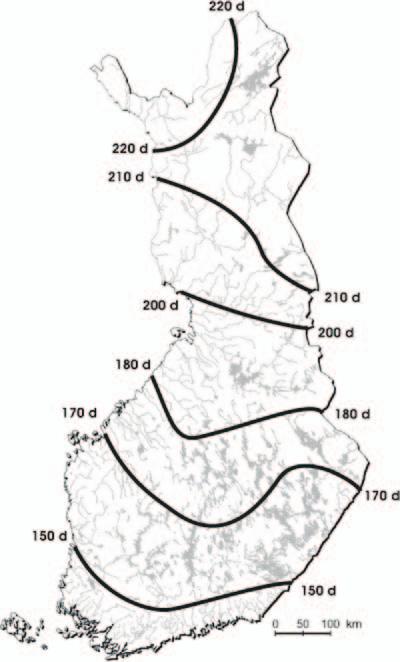 Kuva 6. Keskimääräinen jääpeiteaika jaksolla 19