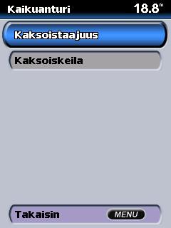 Määritä Fishfinder 400C -laitteen asetukset käyttämällä KEINUPAINIKETTA ja SELECT-painiketta näyttöön tulevissa