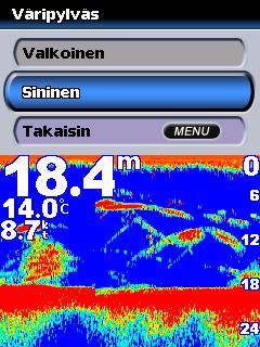 Fishfinder 400C -laitteen asetusten määrittäminen ensimmäisen kerran: Valitse kieli. Valitse kaikuanturin tyyppi.