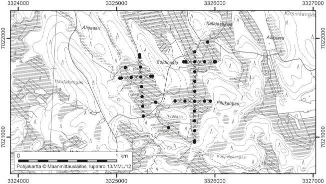 Lappajärvellä tutkitut suot ja niiden turvevarat. Osa 1. 56. Hirssaarenneva Hirssaarenneva (kl. 2314 04, x = 7021,4, y = 3325,6) sijaitsee noin 8 km Lappajärven keskustasta luoteeseen.